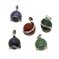 Gemstone Pendants Jewelry, with Tibetan Style, more colors for choice, 24x16x16mm, Sold By PC