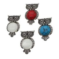 Gemstone Hängen Smycken, Ädelsten, med Zink Alloy, Owl, fler färger för val, 46x27x6mm, Säljs av PC
