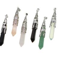 Gemstone Pendants Jewelry, with Tibetan Style, more colors for choice, 72x12x12mm, Sold By PC