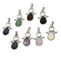 Gemstone Pendants Jewelry, with Tibetan Style, more colors for choice, 36x25x7mm, Sold By PC