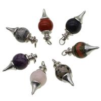 Gemstone Pendants Jewelry, with Tibetan Style, more colors for choice, 40x18x18mm, Sold By PC