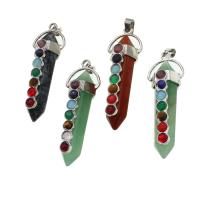 Gemstone Pendants Jewelry, with Tibetan Style, more colors for choice, 56x18x15mm, Sold By PC