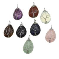 Gemstone Pendants Jewelry, with Tibetan Style, more colors for choice, 45x25x11mm, Sold By PC