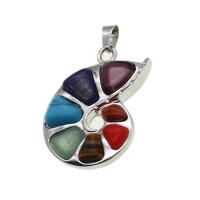 Gemstone Pendants Jewelry, with Tibetan Style, mixed colors, 38x29x6mm, Sold By PC