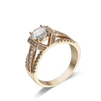 Kubični Zirconia mikro utre srebra prstenje, Mesing, pozlaćen, micro utrti kubni cirkonij & za žene, zlatan, Prodano By PC