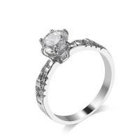 Circón cúbico anillo de latón, metal, chapado, micro arcilla de zirconia cúbica & para mujer, plateado, Vendido por UD