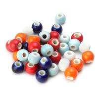 Glasierte Porzellan Perlen, rund, DIY, keine, 9x7.50mm, 50PCs/Tasche, verkauft von Tasche