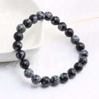 Snowflake Obsidian Bracelet, Unisex, mixed colors, 8mm, Length:20 cm, Sold By PC