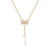 Titanstahl Halskette, mit Verlängerungskettchen von 2.16, vergoldet, Modeschmuck & Micro pave Zirkonia & für Frau, goldfarben, 15mm, Länge:37.4 cm, verkauft von PC