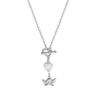 Titanium Steel Necklace, fashion jewelry & for woman, silver color, 40mm, Length:42 cm, Sold By PC