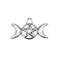 Tibetan Style Moon Pendants, Moon and Star, antique silver color plated, vintage & Unisex & hollow, nickel, lead & cadmium free, 22x13mm, Sold By PC