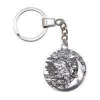 Tibetan Style Key Clasp, Round, antique silver color plated, vintage & Unisex, nickel, lead & cadmium free, 36x72mm, Sold By PC