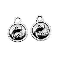 Tibetan Style Pendants, Round, antique silver color plated, vintage & Unisex, nickel, lead & cadmium free, 10mm, Sold By PC