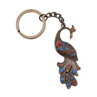 Tibetan Style Key Clasp, Peacock, antique bronze color plated, vintage & Unisex & enamel, nickel, lead & cadmium free, 23x88mm, Sold By PC