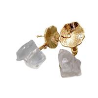 quartz clair Boucle d'oreille goutte, avec alliage de zinc, Placage de couleur d'or, pour femme, transparent, 16x36mm, Vendu par paire