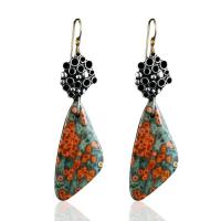 Natural Gemstone Earrings Unakite with Zinc Alloy Triangle plated vintage & for woman multi-colored Sold By Pair
