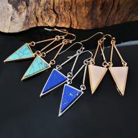 Natural Gemstone Earrings Natural Stone with Zinc Alloy Triangle plated vintage & for woman nickel lead & cadmium free Sold By Pair