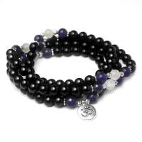 108 Mala Beads Agate with Amethyst & Zinc Alloy Round platinum color plated Unisex 8mm 14mm Approx Sold By Strand