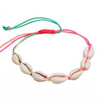 Shell Jewelry Bracelet with Knot Cord Adjustable & Unisex Length Approx 7.09 Inch Sold By PC