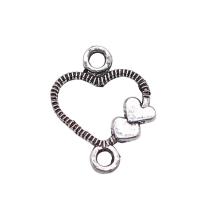 Heart Tibetan Style Connector, silver color plated, DIY, silver color, nickel, lead & cadmium free, 13x10mm, Sold By PC