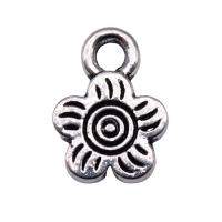 Tibetan Style Flower Pendants, silver color plated, fashion jewelry, silver color, nickel, lead & cadmium free, 11x8mm, Sold By PC