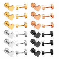 Stainless Steel Stud Earrings, 304 Stainless Steel, Heart, Vacuum Ion Plating, fashion jewelry & for woman, mixed colors, 13x6mm, 12Pairs/Bag, Sold By Bag