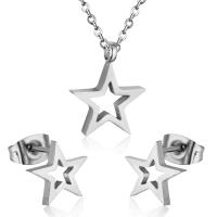 Fashion Stainless Steel Jewelry Sets 304 Stainless Steel Star Vacuum Ion Plating fashion jewelry & for woman 13mm*10.5mm 9mm*9.5mm Length Approx 17.72 Inch Sold By Set