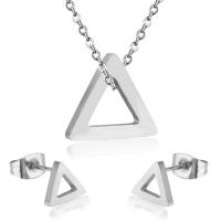 Fashion Stainless Steel Jewelry Sets 304 Stainless Steel Triangle Vacuum Ion Plating fashion jewelry & for woman 13mm*15mm 7mm*8mm Length Approx 17.72 Inch Sold By Set