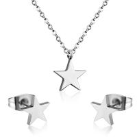 Fashion Stainless Steel Jewelry Sets 304 Stainless Steel Star Vacuum Ion Plating fashion jewelry & for woman 9mm 8mm Length Approx 17.72 Inch Sold By Set
