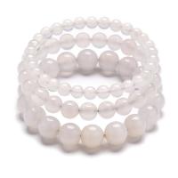 Agate Jewelry Bracelet, White Agate, Round, Unisex & different size for choice, Sold By PC