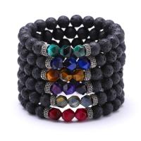 Gemstone Bracelets, Lava, with Tiger Eye, Unisex & faceted, more colors for choice, 8mm, Length:Approx 7.3 Inch, Sold By PC