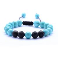 Gemstone Bracelets, Lava, with turquoise, Round, Unisex & different styles for choice, 8mm, Length:Approx 7.3 Inch, Sold By PC