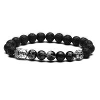 Gemstone Bracelets Lava with Impression Jasper Buddha fashion jewelry & Unisex 8mm Length Approx 7.3 Inch Sold By PC