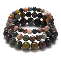 Indian Agate Bracelets, Round, Unisex & different size for choice, Length:Approx 7 Inch, Sold By PC