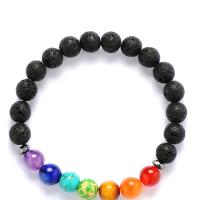 Gemstone Bracelets, Lava, with Gemstone & Hematite, Round, fashion jewelry & Unisex & different styles for choice, 8mm, Length:Approx 7.3 Inch, Sold By PC