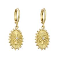 Cubic Zirconia Micro Pave Brass Earring, gold color plated, micro pave cubic zirconia & for woman, 31mm, Sold By Pair