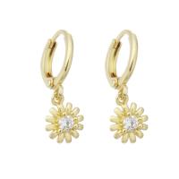 Cubic Zirconia Micro Pave Brass Earring, Flower, gold color plated, micro pave cubic zirconia & for woman, 22mm, Sold By Pair