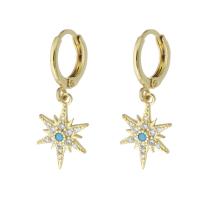 Cubic Zirconia Micro Pave Brass Earring gold color plated micro pave cubic zirconia & for woman 28mm Sold By Pair