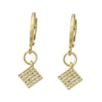 Cubic Zirconia Micro Pave Brass Earring, gold color plated, micro pave cubic zirconia & for woman, 26.50mm, Sold By Pair