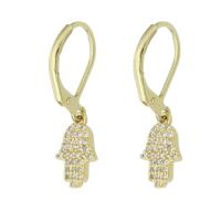 Cubic Zirconia Micro Pave Brass Earring Hand gold color plated micro pave cubic zirconia & for woman 26mm Sold By Pair