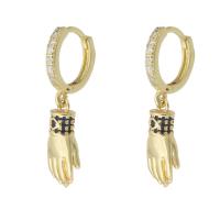 Boucles d'oreilles en laiton zircon cubique pavent, main, Placage de couleur d'or, pavé de micro zircon & pour femme, 29mm, Vendu par paire