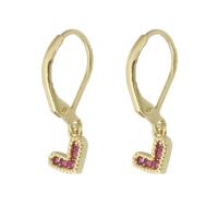 Boucles d'oreilles en laiton zircon cubique pavent, Placage de couleur d'or, pavé de micro zircon & pour femme, rose, 23mm, Vendu par paire