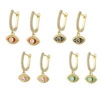 Cubic Zirconia Micro Pave Brass Earring, Eye, gold color plated, micro pave cubic zirconia & for woman & enamel, more colors for choice, 27mm, Sold By Pair