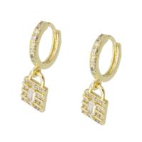 Cubic Zirconia Micro Pave Brass Earring gold color plated micro pave cubic zirconia & for woman 22.50mm Sold By Pair