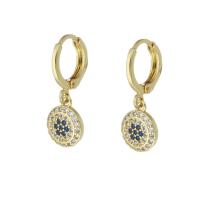 Cubic Zirconia Micro Pave Brass Earring, Flat Round, gold color plated, micro pave cubic zirconia & for woman, 24mm, Sold By Pair