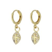 Cubic Zirconia Micro Pave Brass Earring gold color plated micro pave cubic zirconia & for woman 22mm Sold By Pair