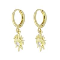 Cubic Zirconia Micro Pave Brass Earring gold color plated micro pave cubic zirconia & for woman 26mm Sold By Pair