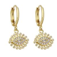 Cubic Zirconia Micro Pave Brass Earring gold color plated micro pave cubic zirconia & for woman 23mm Sold By Pair
