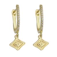Cubic Zirconia Micro Pave Brass Earring gold color plated micro pave cubic zirconia & for woman 26.50mm Sold By Pair