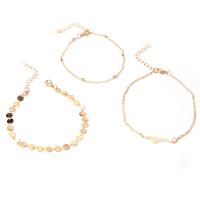 Tibetan Style Anklet, gold color plated, three pieces & for woman, Length:Approx 7.87 Inch, Sold By Set
